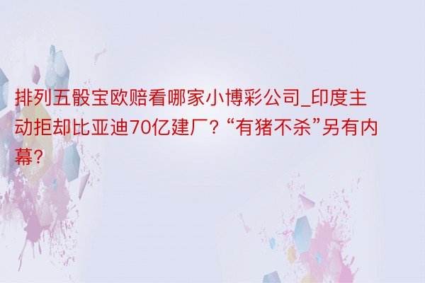 排列五骰宝欧赔看哪家小博彩公司_印度主动拒却比亚迪70亿建厂? “有猪不杀”另有内幕?