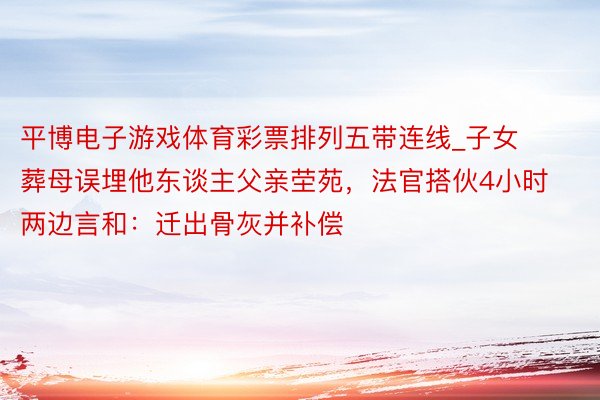 平博电子游戏体育彩票排列五带连线_子女葬母误埋他东谈主父亲茔苑，法官搭伙4小时两边言和：迁出骨灰并补偿