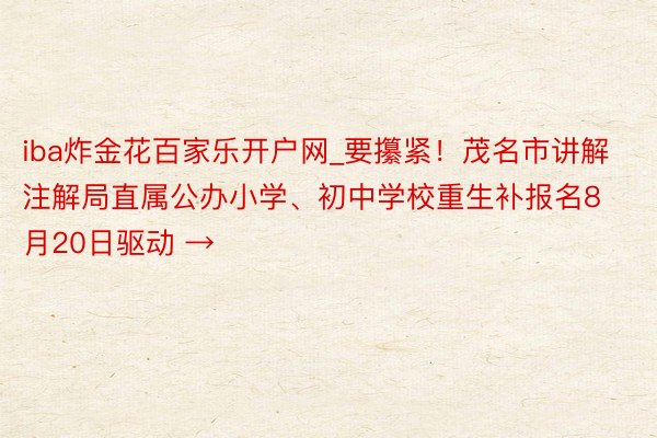 iba炸金花百家乐开户网_要攥紧！茂名市讲解注解局直属公办小学、初中学校重生补报名8月20日驱动 →