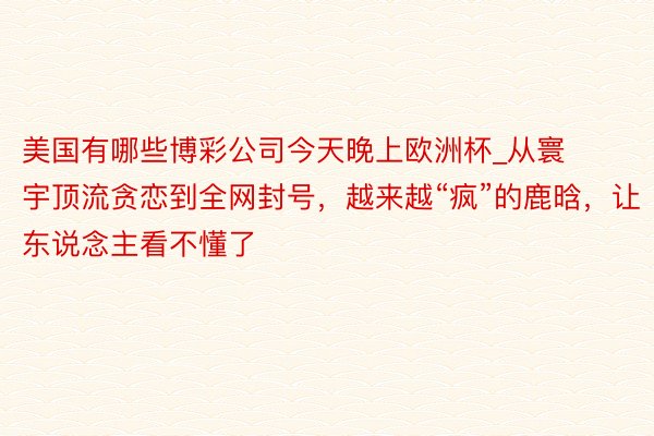 美国有哪些博彩公司今天晚上欧洲杯_从寰宇顶流贪恋到全网封号，越来越“疯”的鹿晗，让东说念主看不懂了